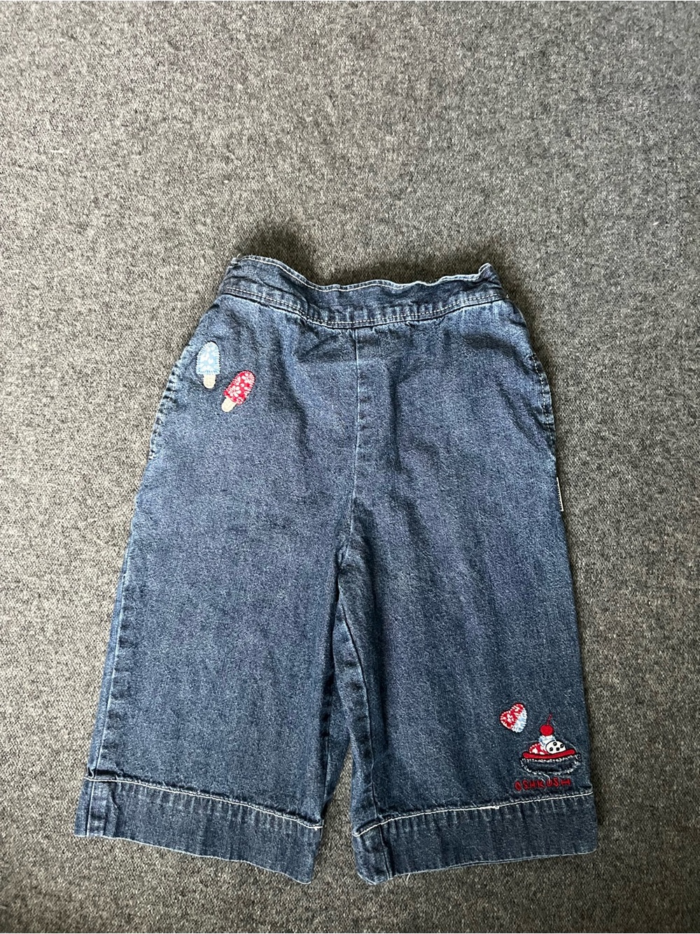 Vintage Oshkosh B’gosh Baby 24 Mths Denim Jeans Embroidered Wide Leg RARE